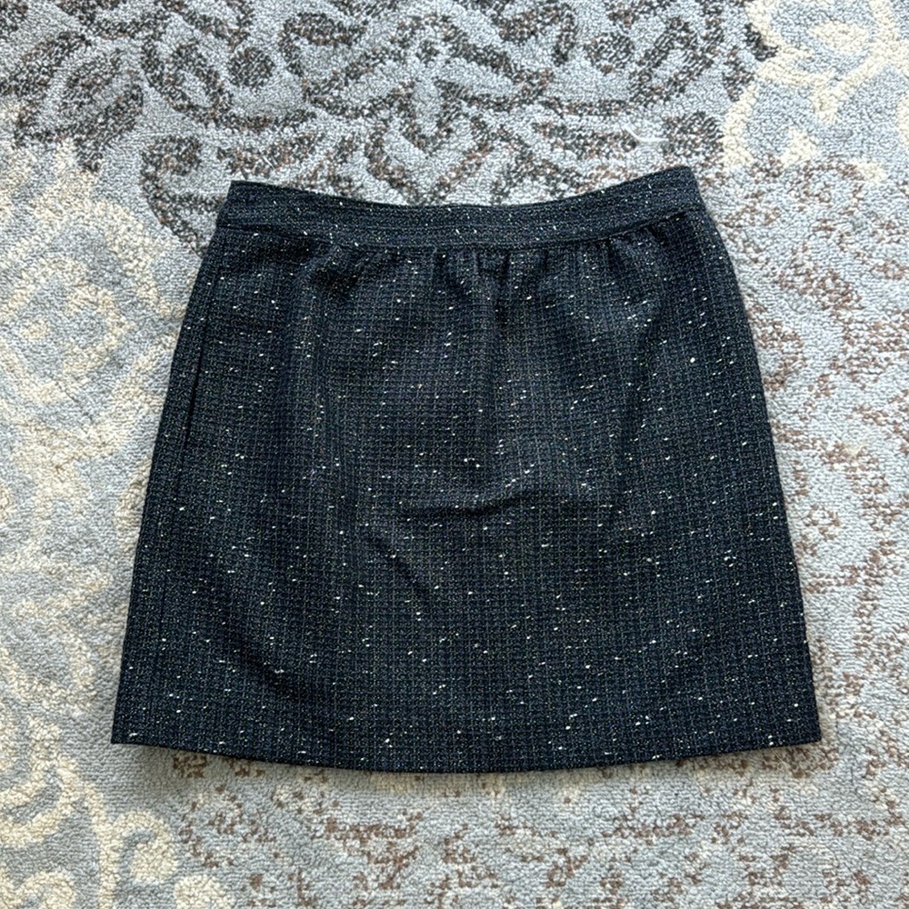 Ann Taylor Loft Petites Tweed Wool Shimmer Skirt Black 2P